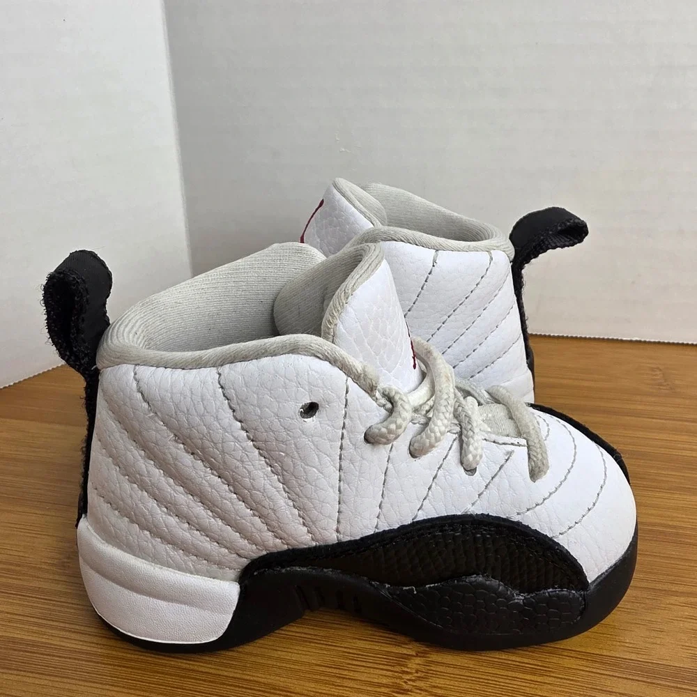 Jordan 12 Retro Taxi Toddler Shoes White Black Red 850000-162 Size 5C